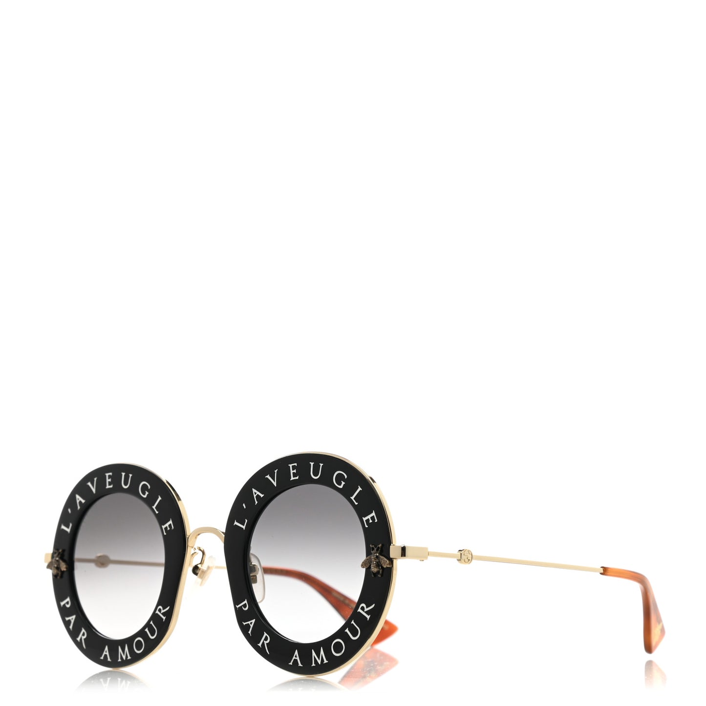 Metal L'Aveugle Par Amour Round Frame Sunglasses GG0113S Black