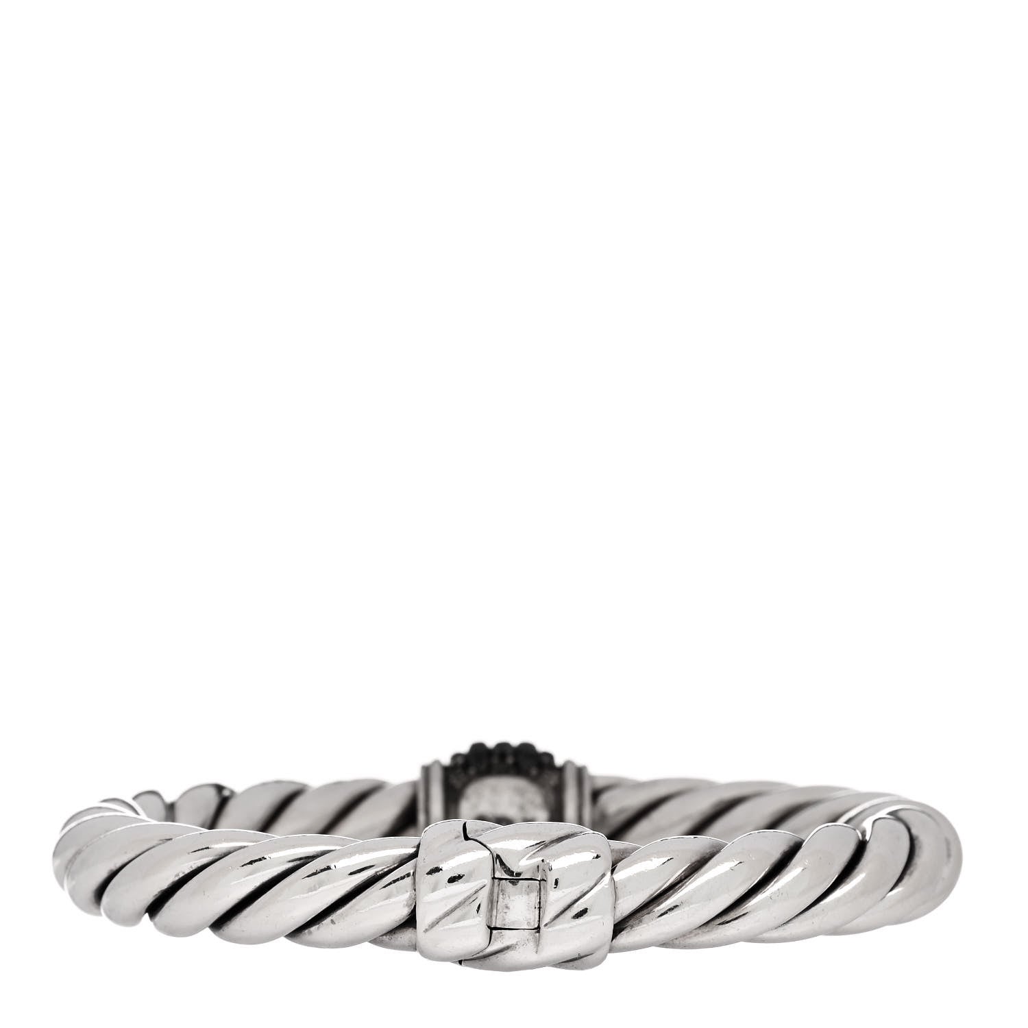 David Yurman Sterling Silver Hematite 9mm Osetra Hinged Cable Bracelet 2 of 3