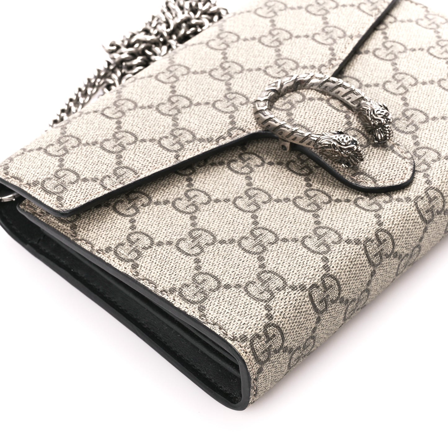 GG Supreme Monogram Mini Dionysus Chain Wallet Beige Black