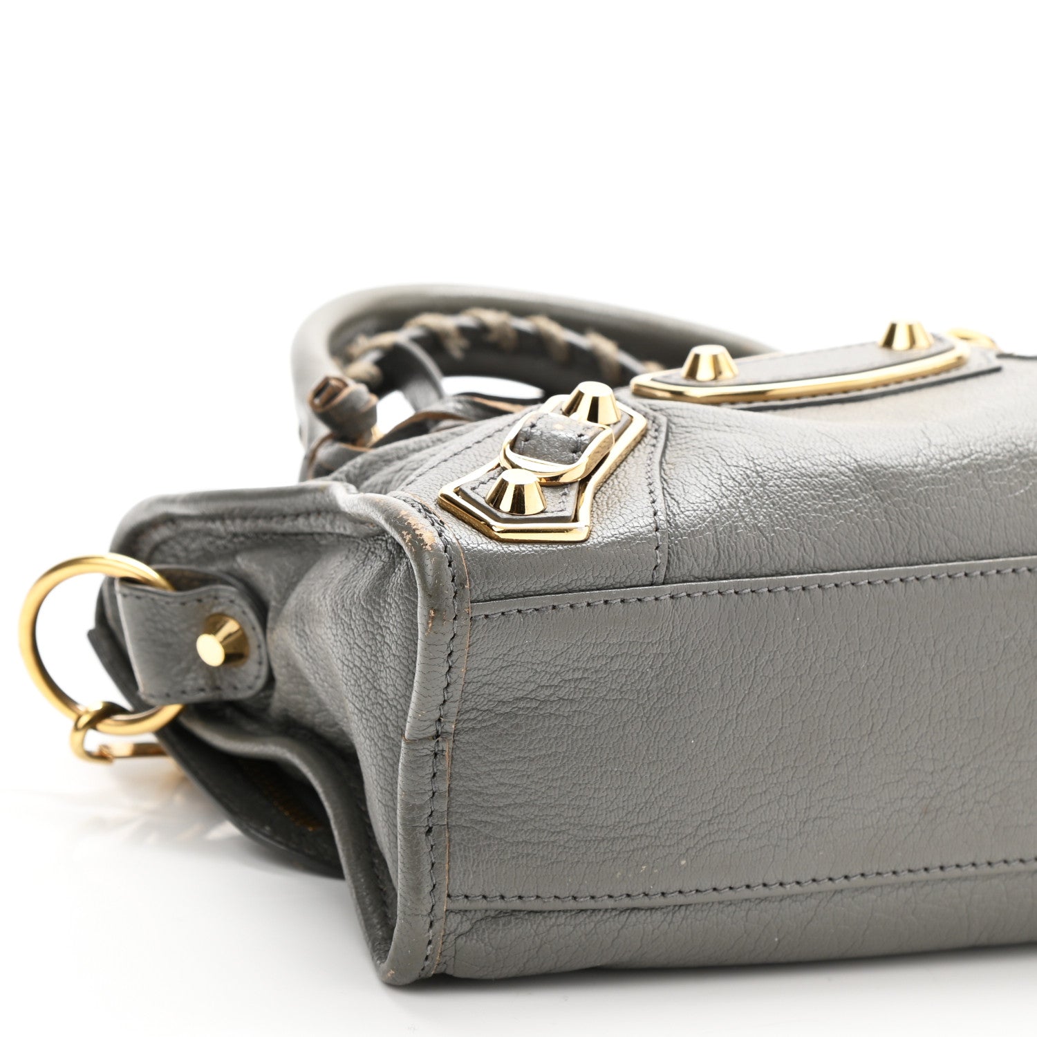 Balenciaga Chevre Gold Metallic Edge Hardware Mini City Gris Acier 9 of 12