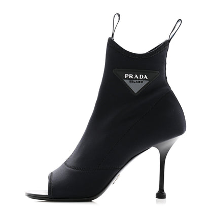 Prada Neoprene Pointed Open Toe Sock 90 Boots 37.5 Black 1 of 8