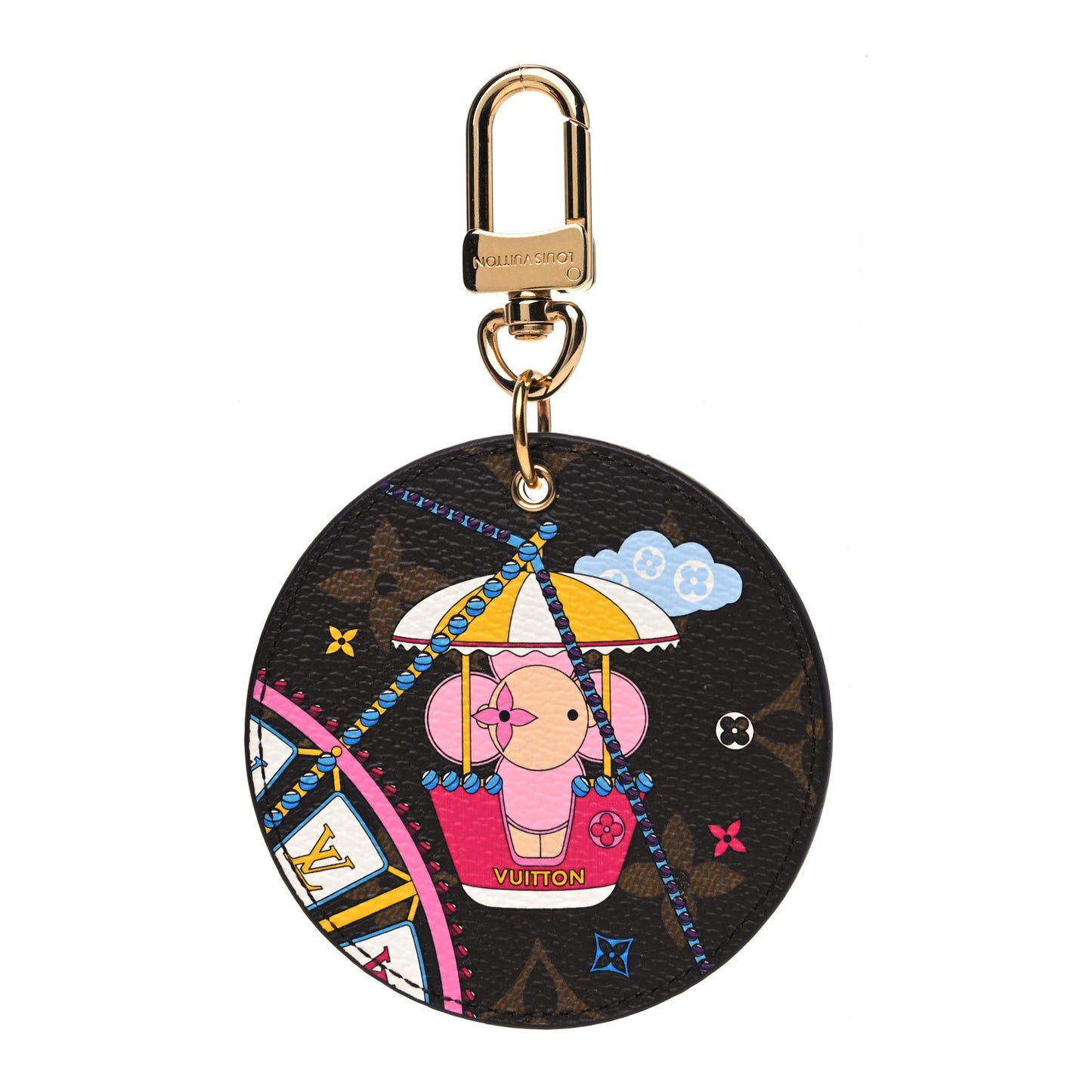 Monogram 2020 Christmas Animation Big Wheel Bag Charm Key Ring Rose Ballerine