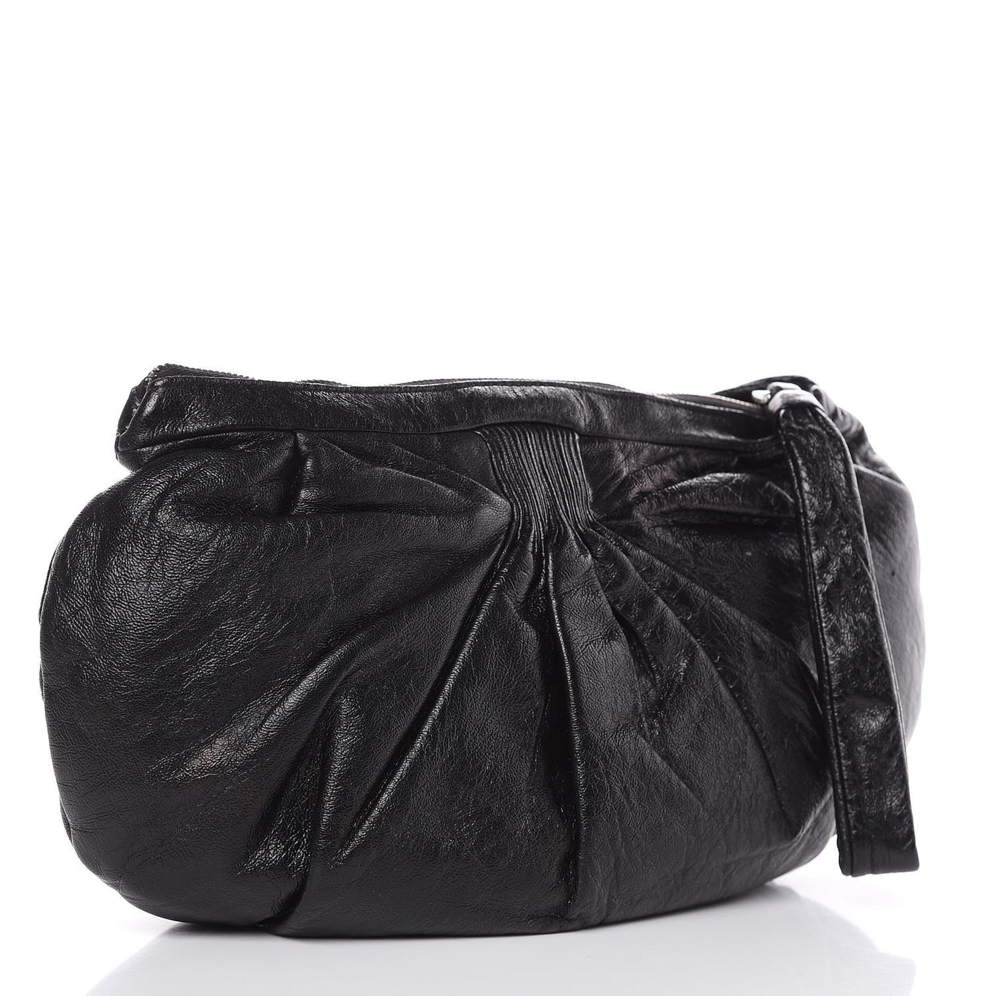 Vitello Shine Wristlet Black