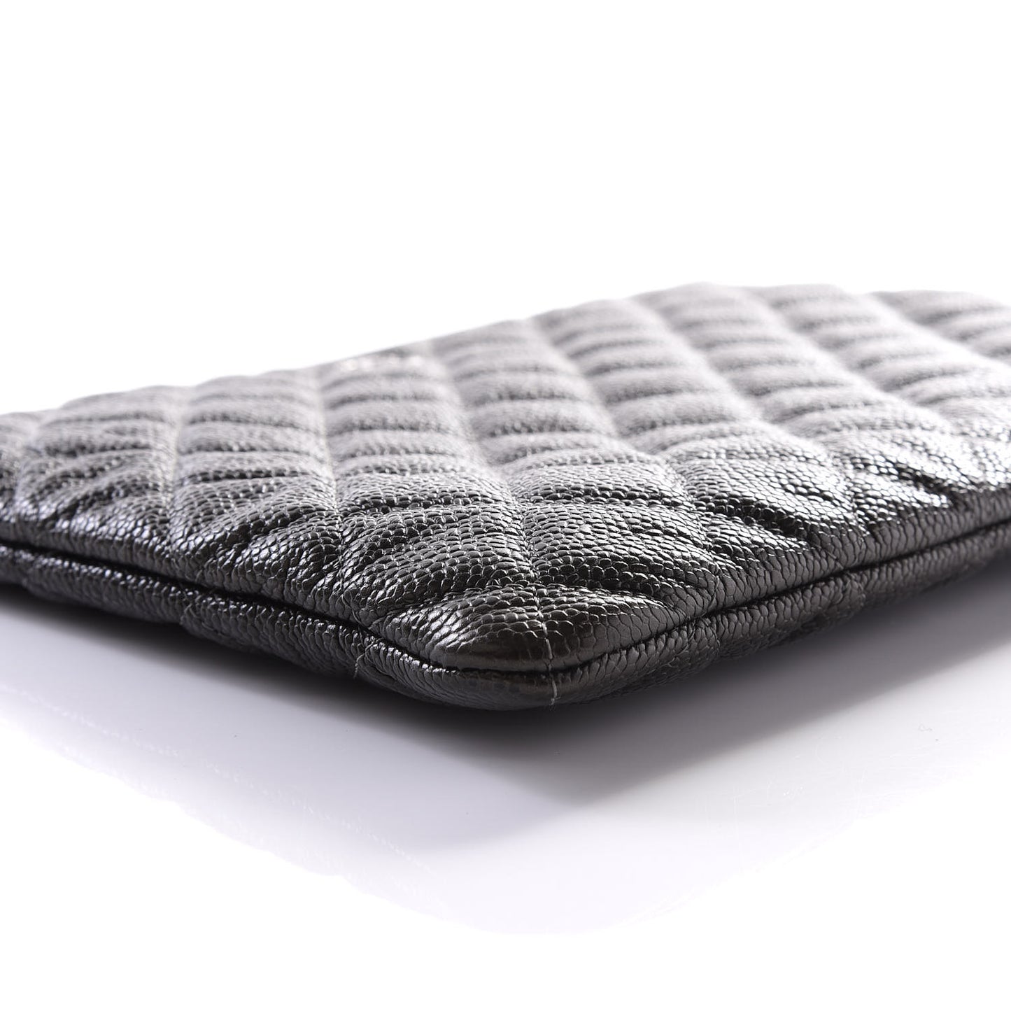 Caviar Quilted Medium Cosmetic Case Charcoal