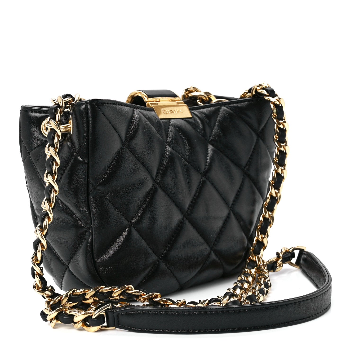 Chanel Lambskin Quilted Small Chain Hobo Black 3 of 11