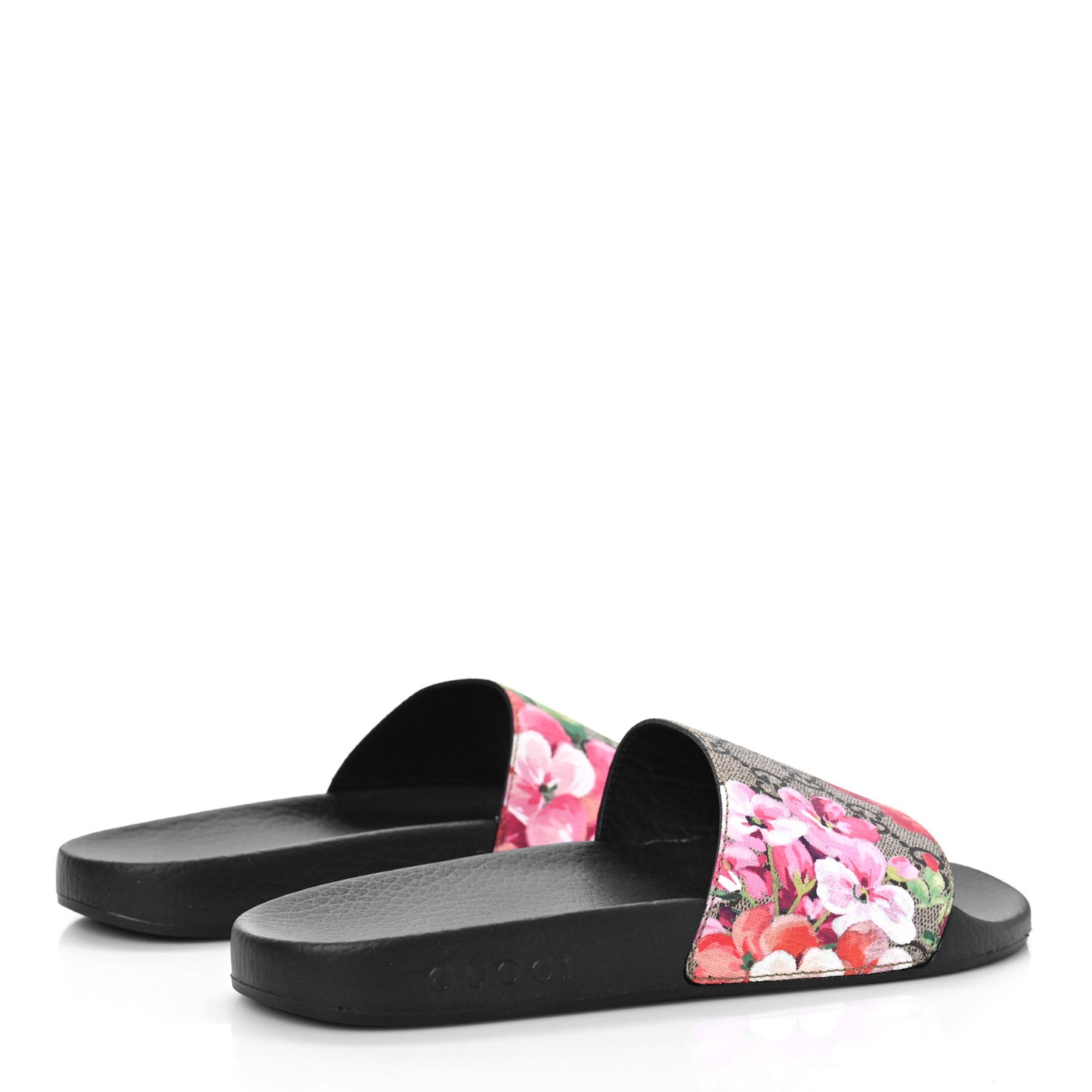 GG Supreme Monogram Blooms Slide Sandals 38 Beige Multicolor