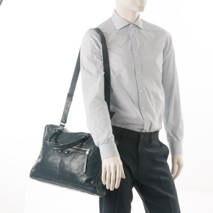 Balenciaga Agneau Classic Hardware Mens Mini Folder Strap Bag Bleu Obscur 2 of 7