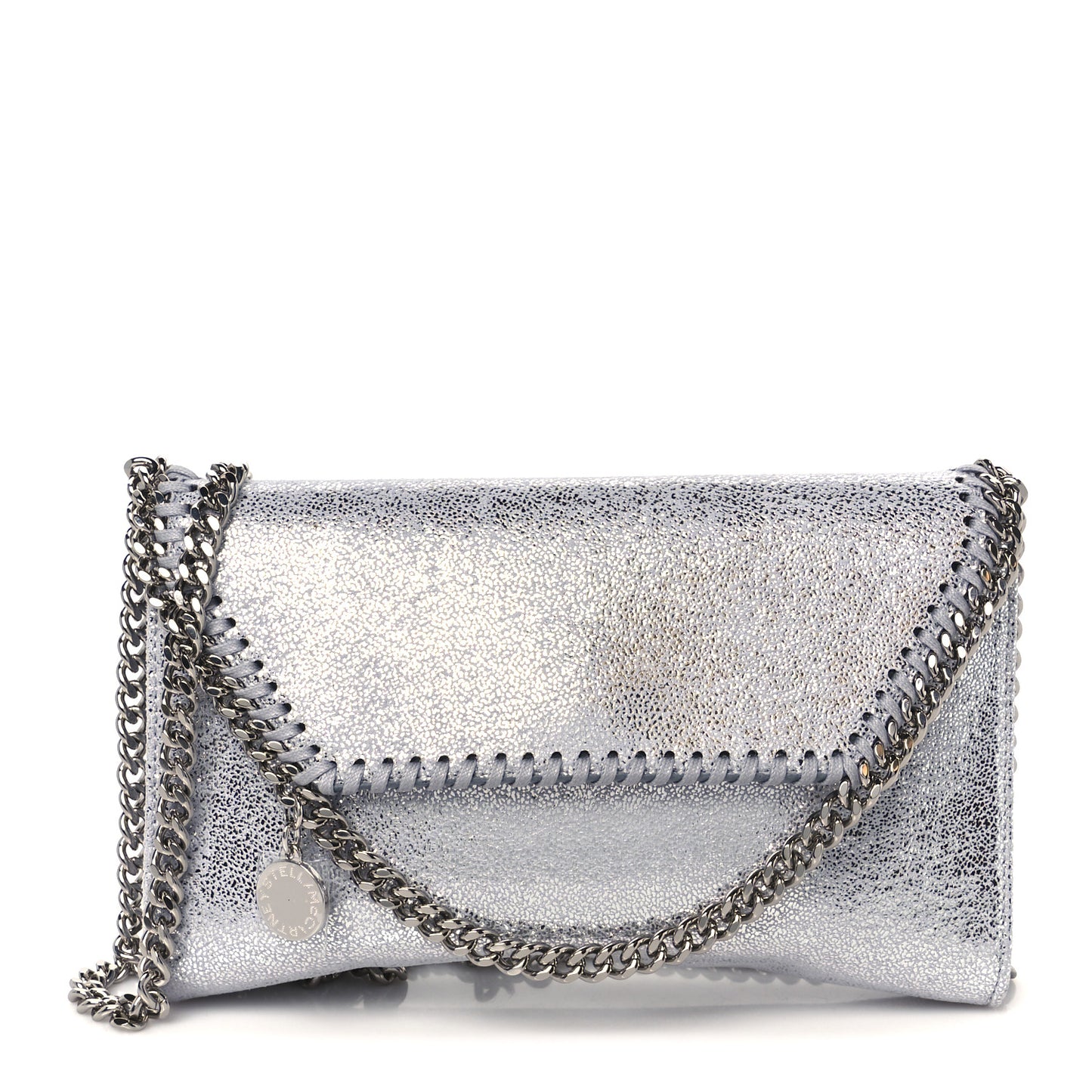 Metallic Shaggy Deer Mini Falabella Crossbody Bag Silver