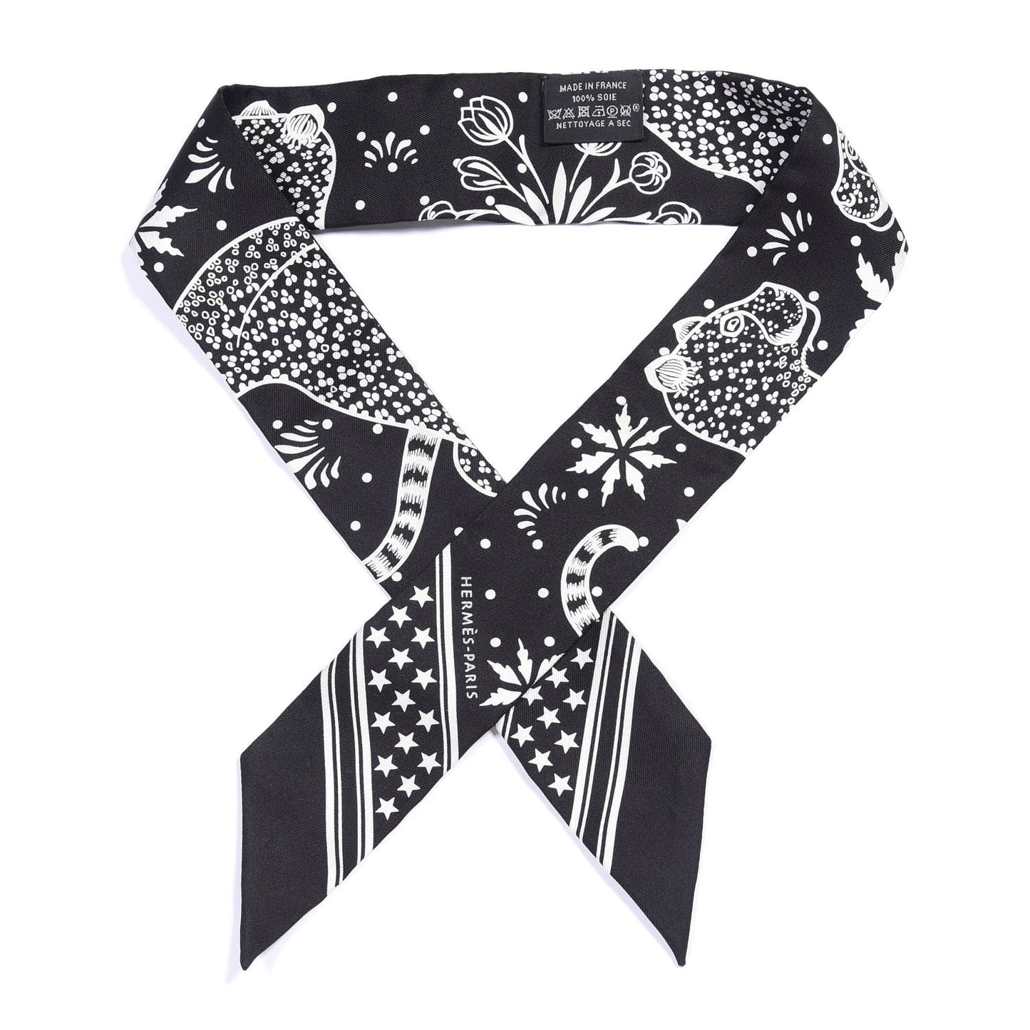 Silk Les Leopards Twilly Black White