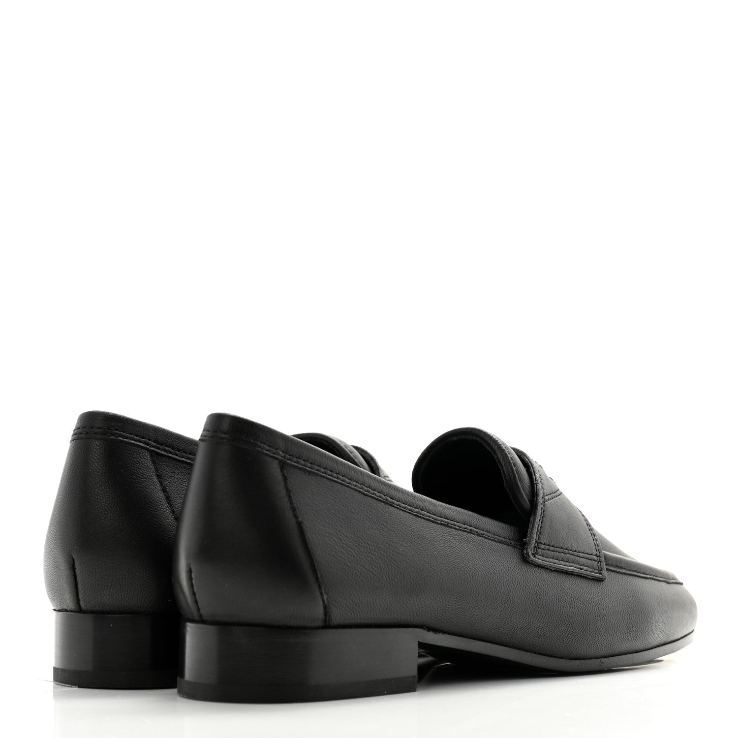 Chanel Calfskin Womens Stitched CC Loafers 36 Black 4 of 10