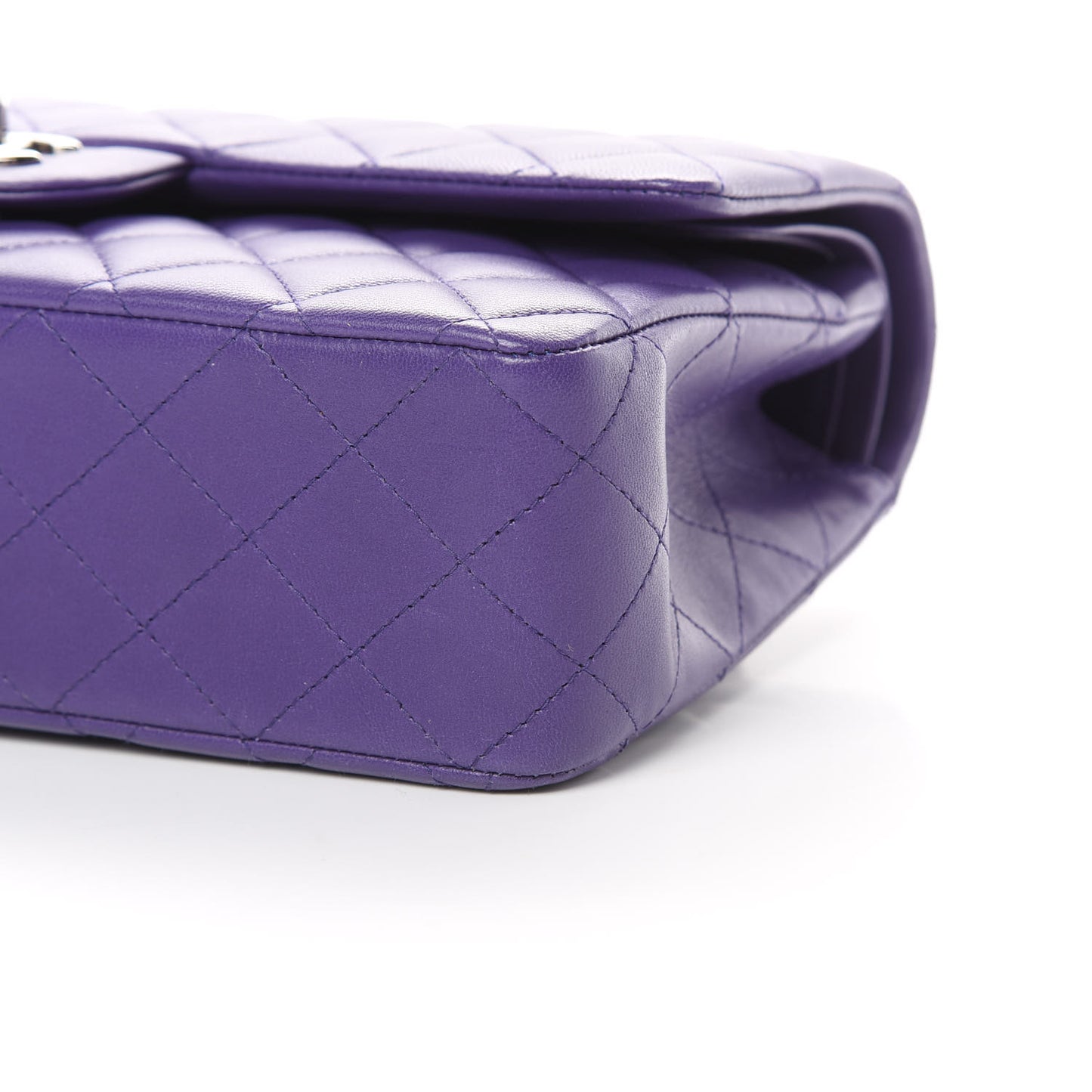 Lambskin Quilted Medium Double Flap Purple