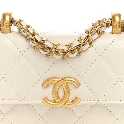 Chanel Calfskin Quilted Perfect Fit Coin Purse With Chain White 9 of 11