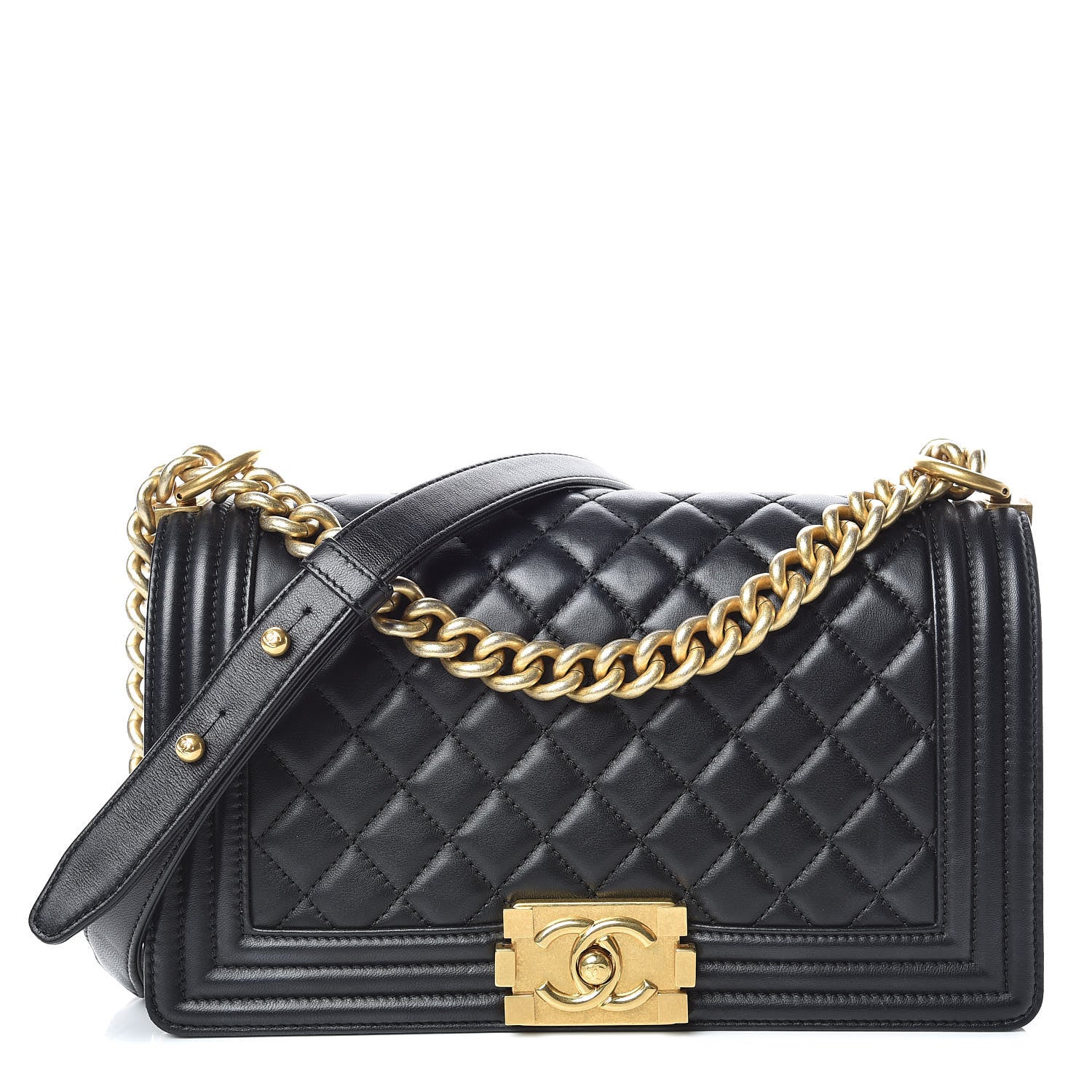 Chanel Lambskin Quilted Medium Boy Flap Black 1 of 11