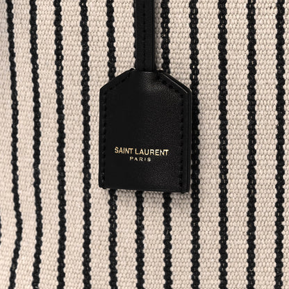 Saint Laurent Canvas Striped Toy Shopping Tote Grey Black 9 of 10
