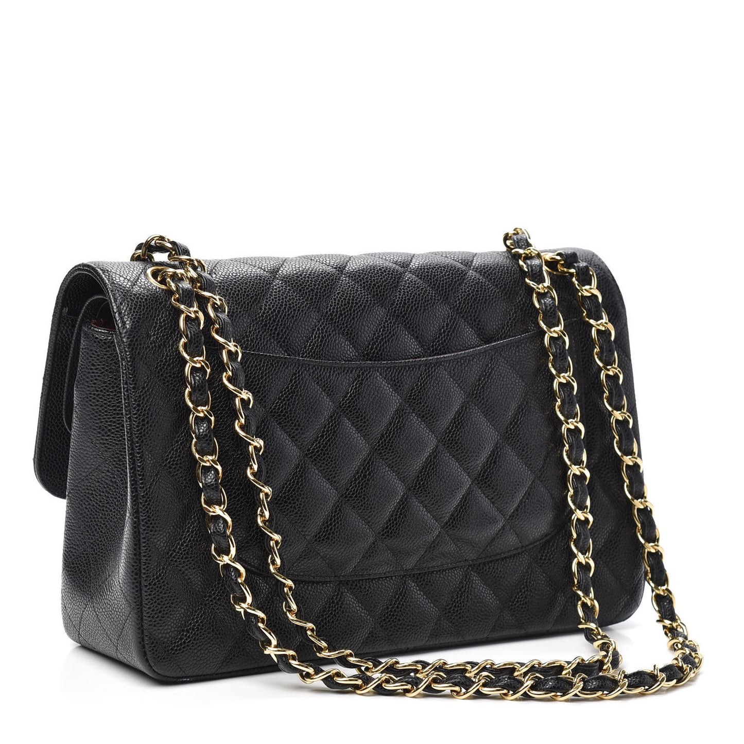 Caviar Quilted Jumbo Double Flap Black