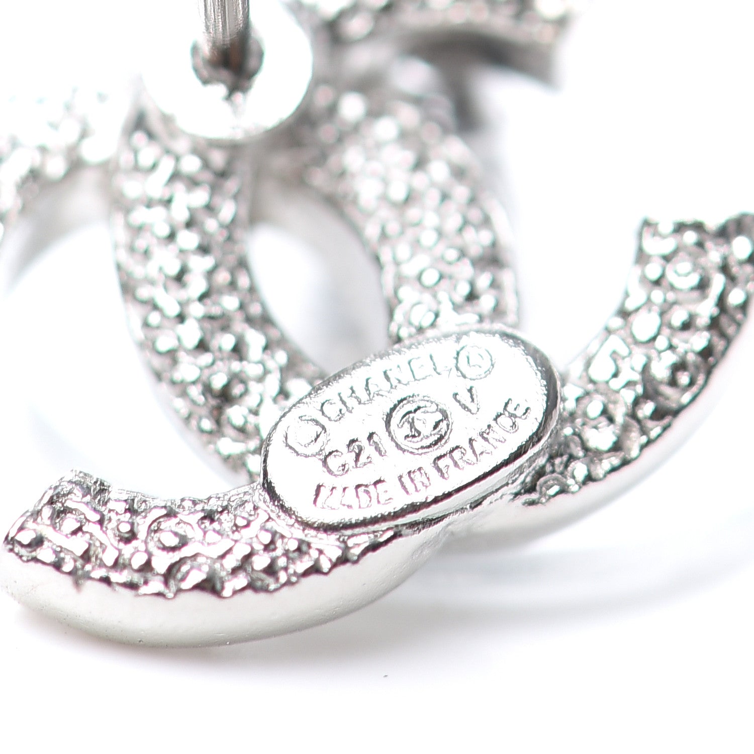 Chanel Crystal Mini Timeless CC Earrings Silver 4 of 4