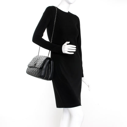 Chanel Calfskin Quilted Large Frame In Chain Flap Black 2 of 12