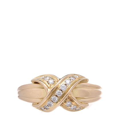 Tiffany 18K Yellow Gold Diamond Signature X Ring 57 8 1 of 6
