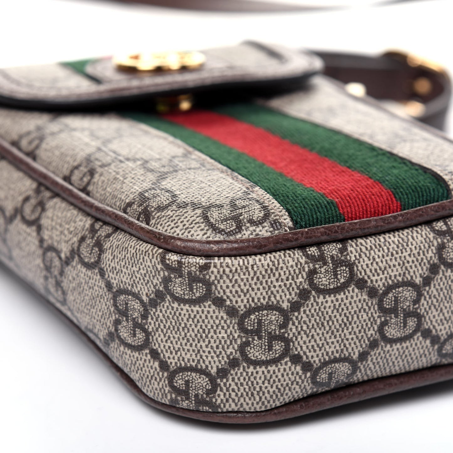 GG Supreme Monogram Web Ophidia Phone Crossbody Bag Beige New Acero