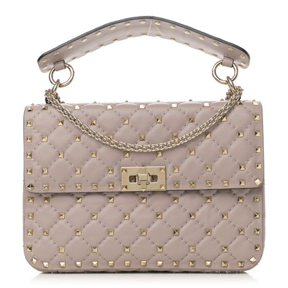 Valentino Garavani Lambskin Medium Rockstud Spike Shoulder Bag Poudre 1 of 14