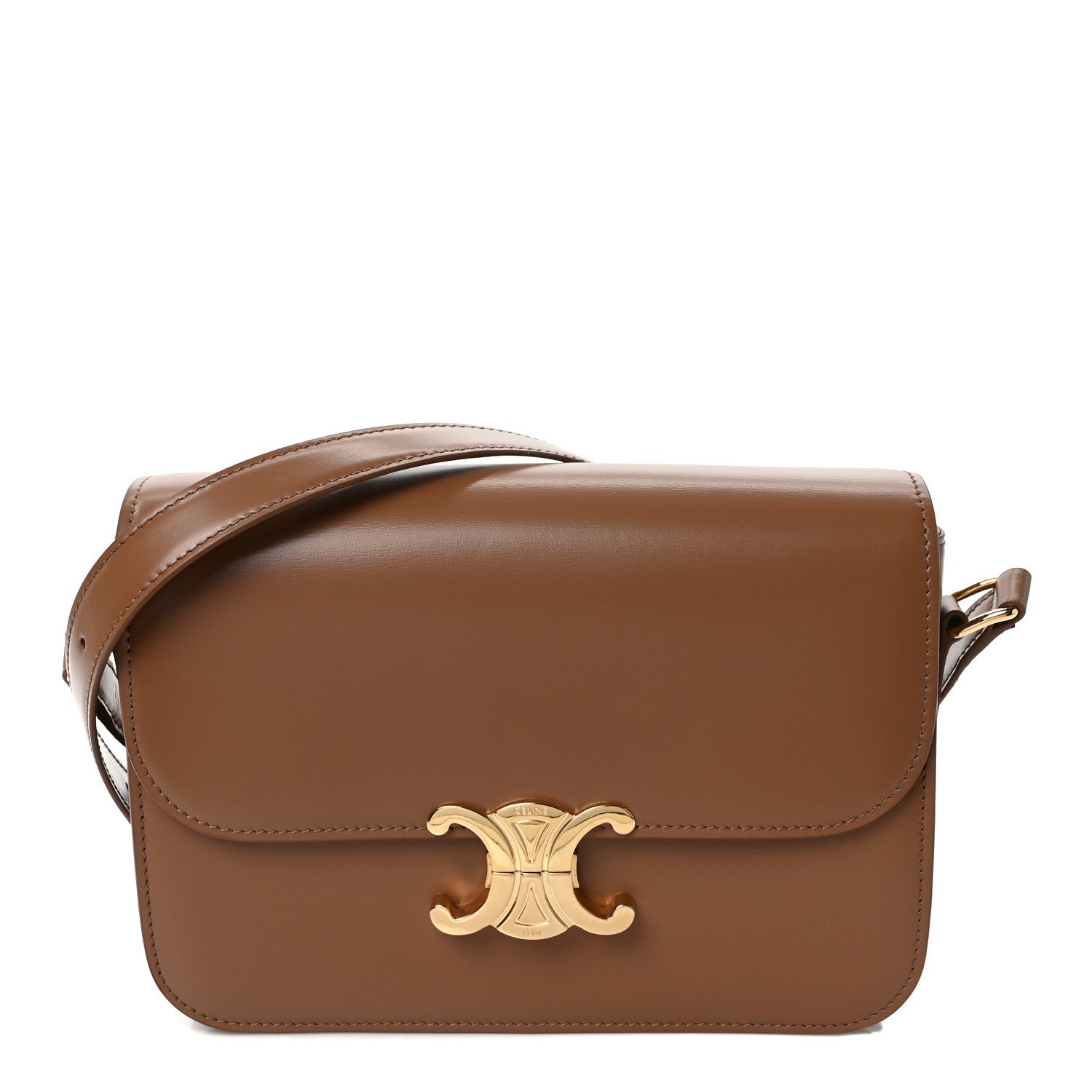Celine Shiny Calfskin Medium Triomphe Bronze 1 of 10