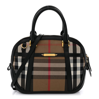 Burberry Bridle Calfskin House Check Small Orchard Bowling Bag Black 1 of 13