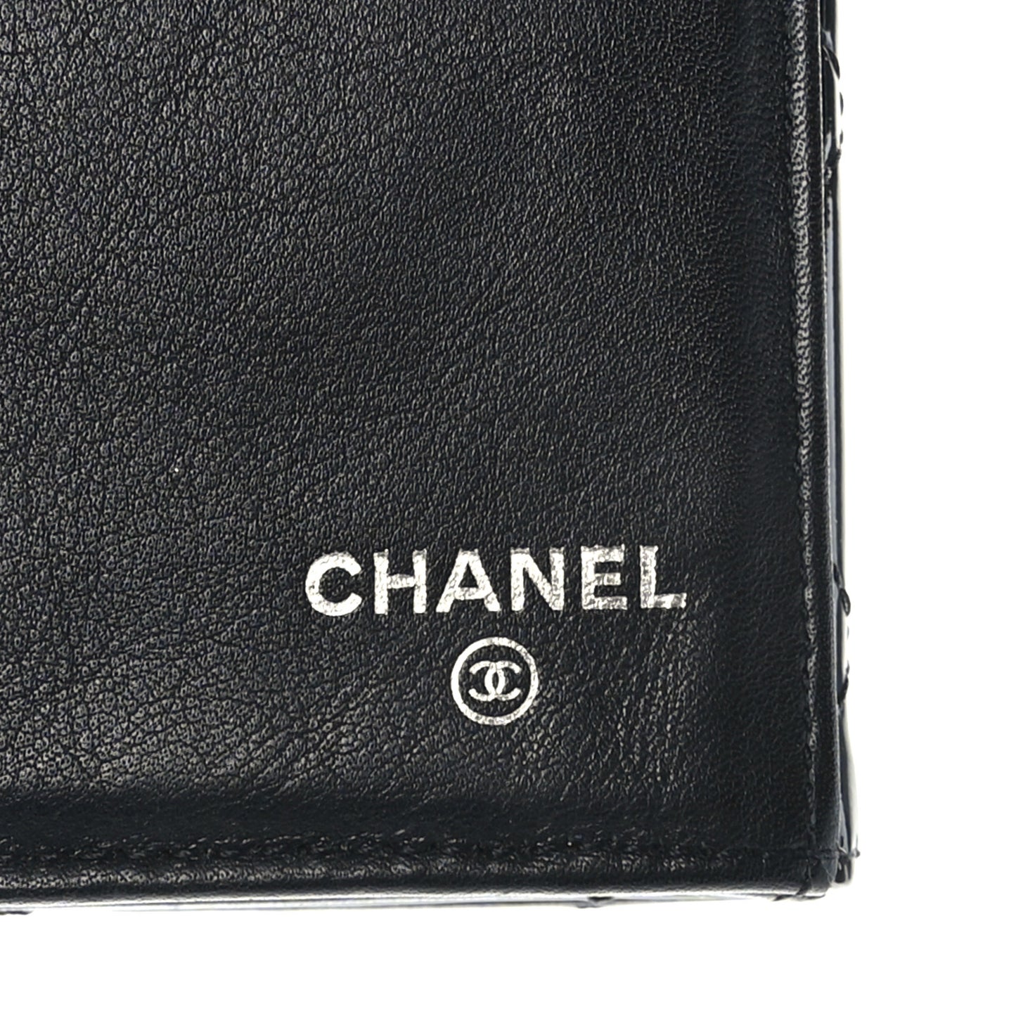 Patent Quilted Large Brilliant Flap Wallet Black
