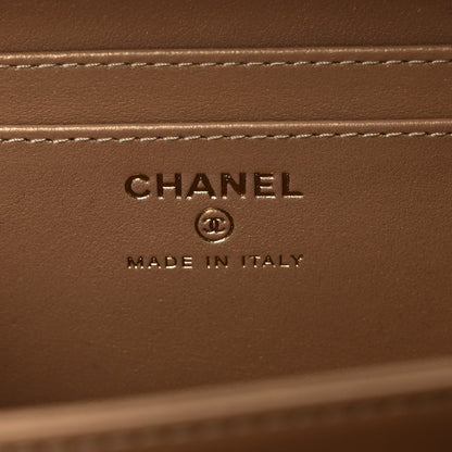 Chanel Lambskin Quilted Golden Plate Clutch With Chain White 6 of 20