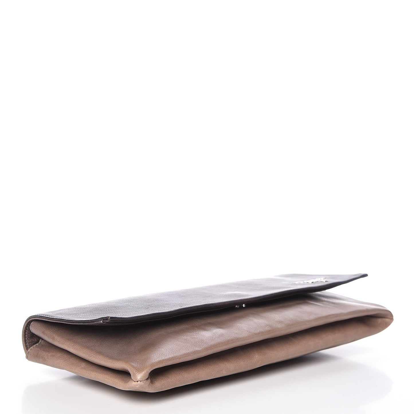Glace Calfskin Fold Over Clutch Ombre Ardesia Fumo