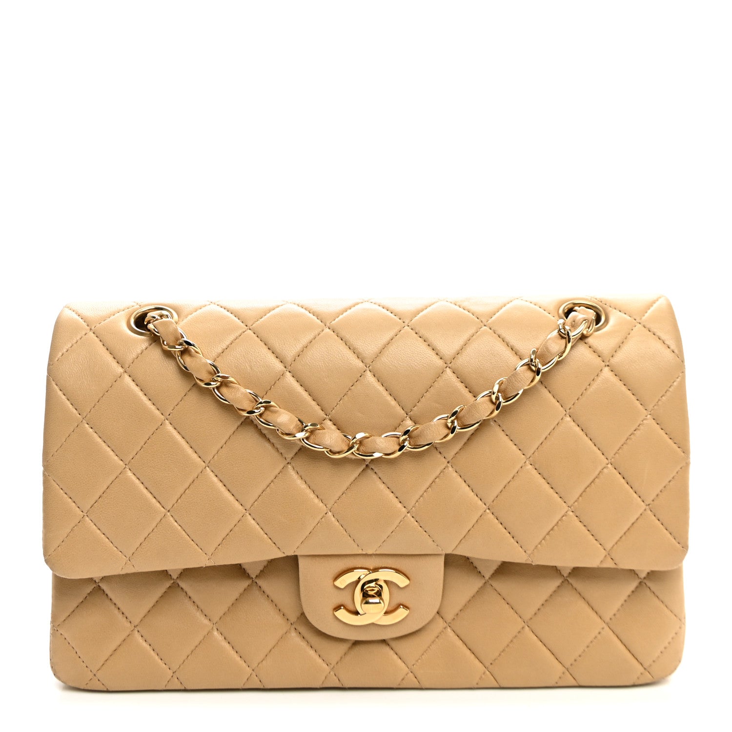 Chanel Lambskin Quilted Medium Double Flap Beige 1 of 15