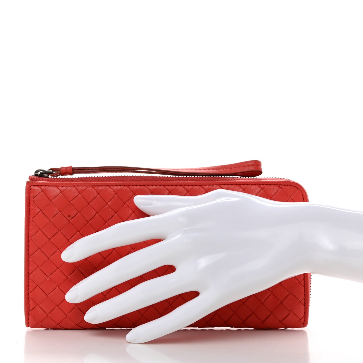 Nappa Intrecciato Half Zip Around Wallet Magma