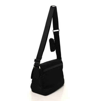 Prada Re-Nylon Vela Saffiano Pocket Double Buckle Messenger Shoulder Bag Black 2 of 7