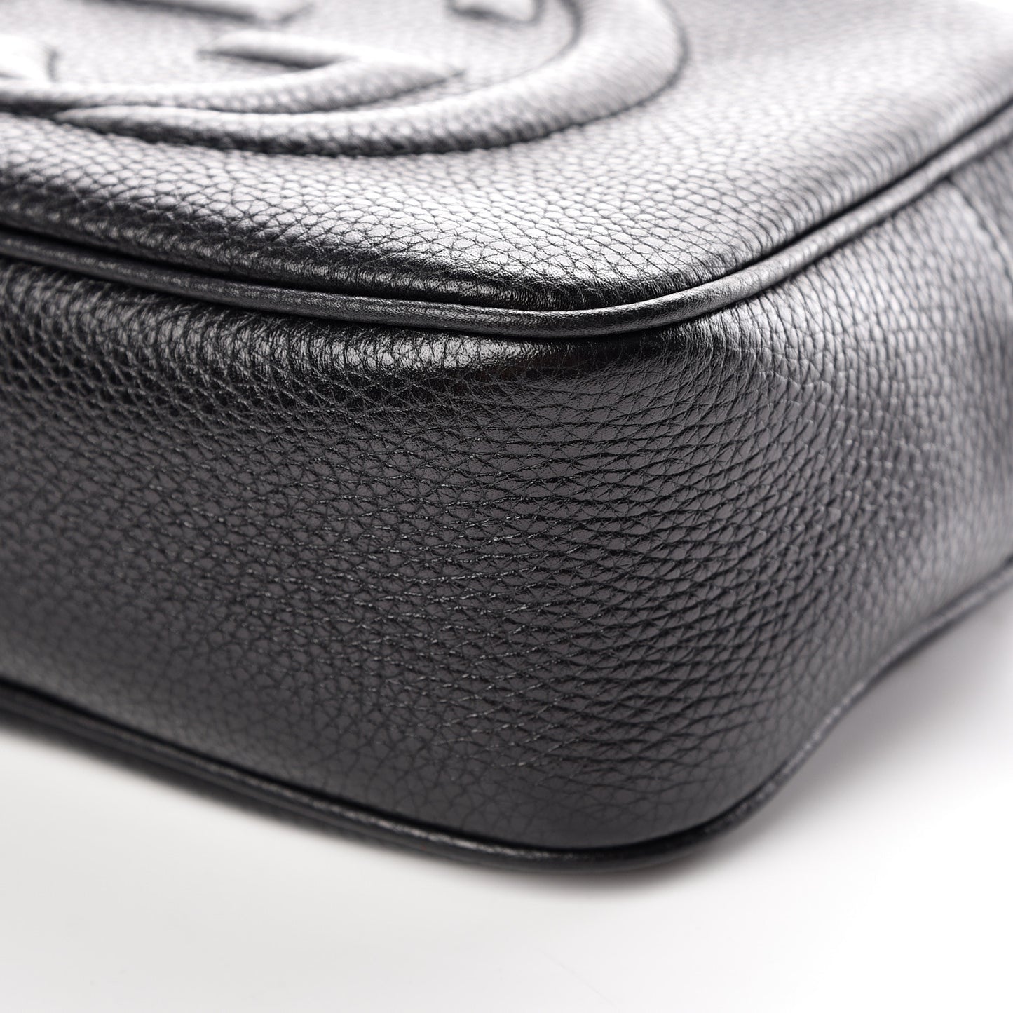Pebbled Calfskin Small Soho Disco Bag Black