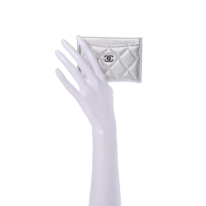 Chanel Metallic Lambskin Quilted Card Holder Silver 2 of 9