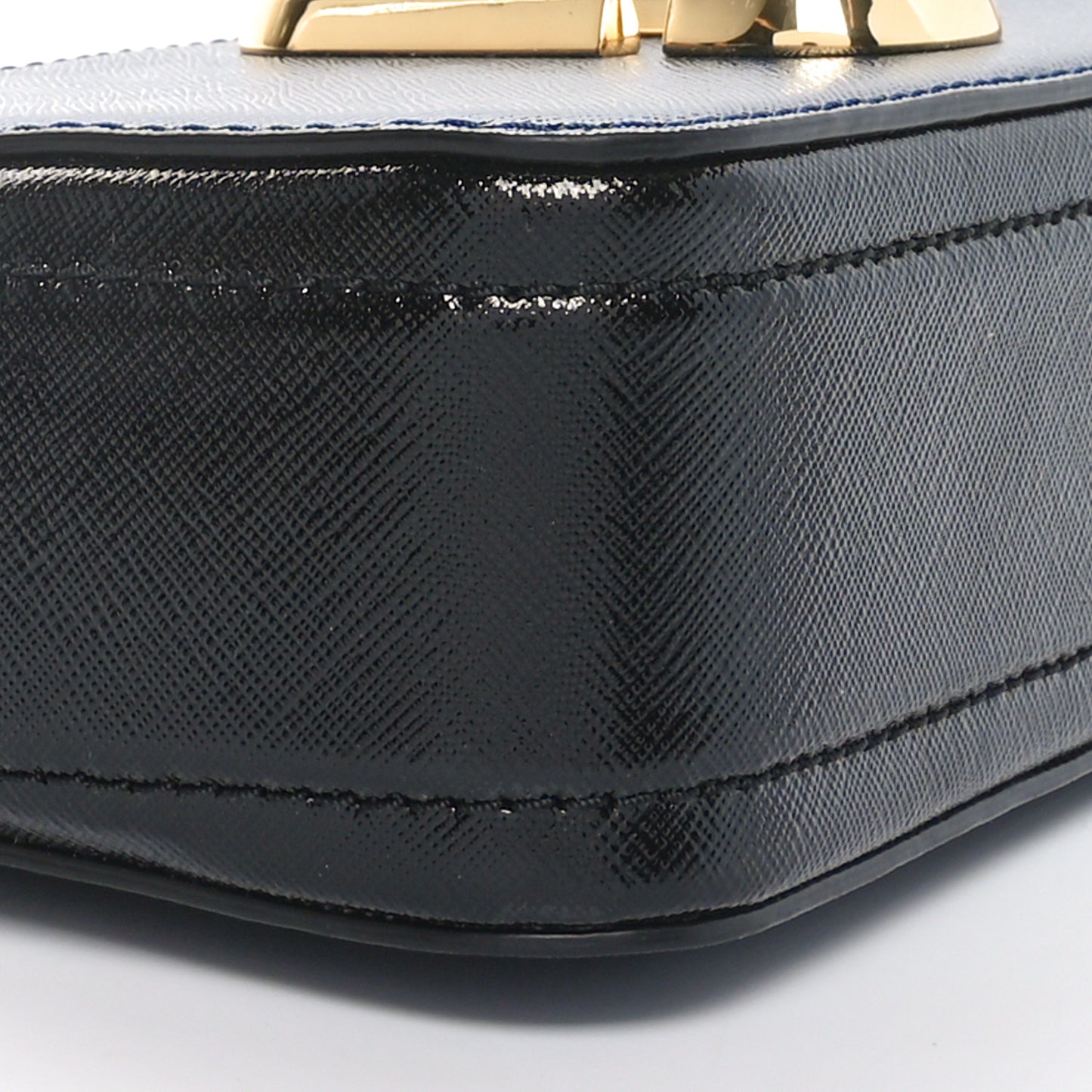 Metallic Saffiano Glitter Small Snapshot Camera Bag Blue Sea