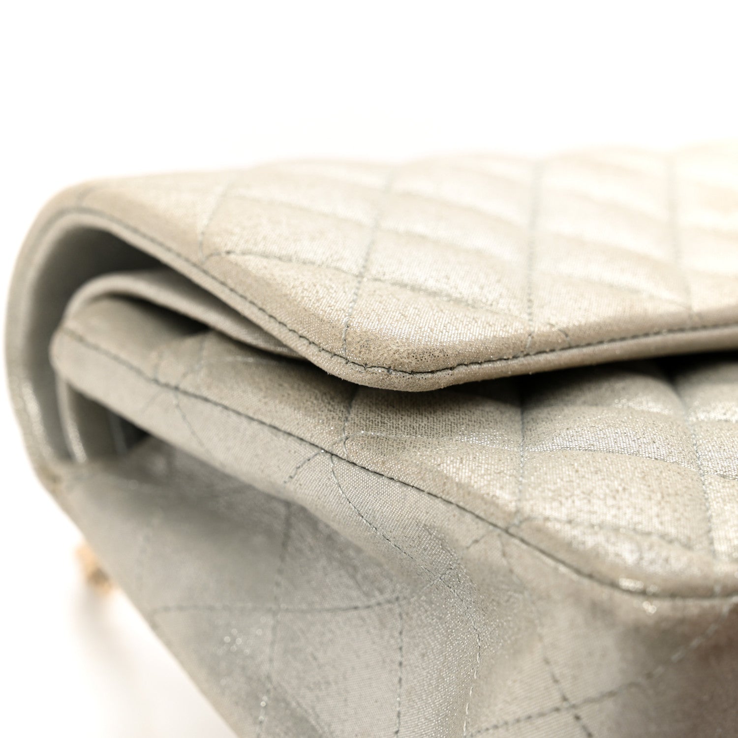 Chanel Iridescent Calfskin Quilted Medium Double Flap Silver 11 of 12