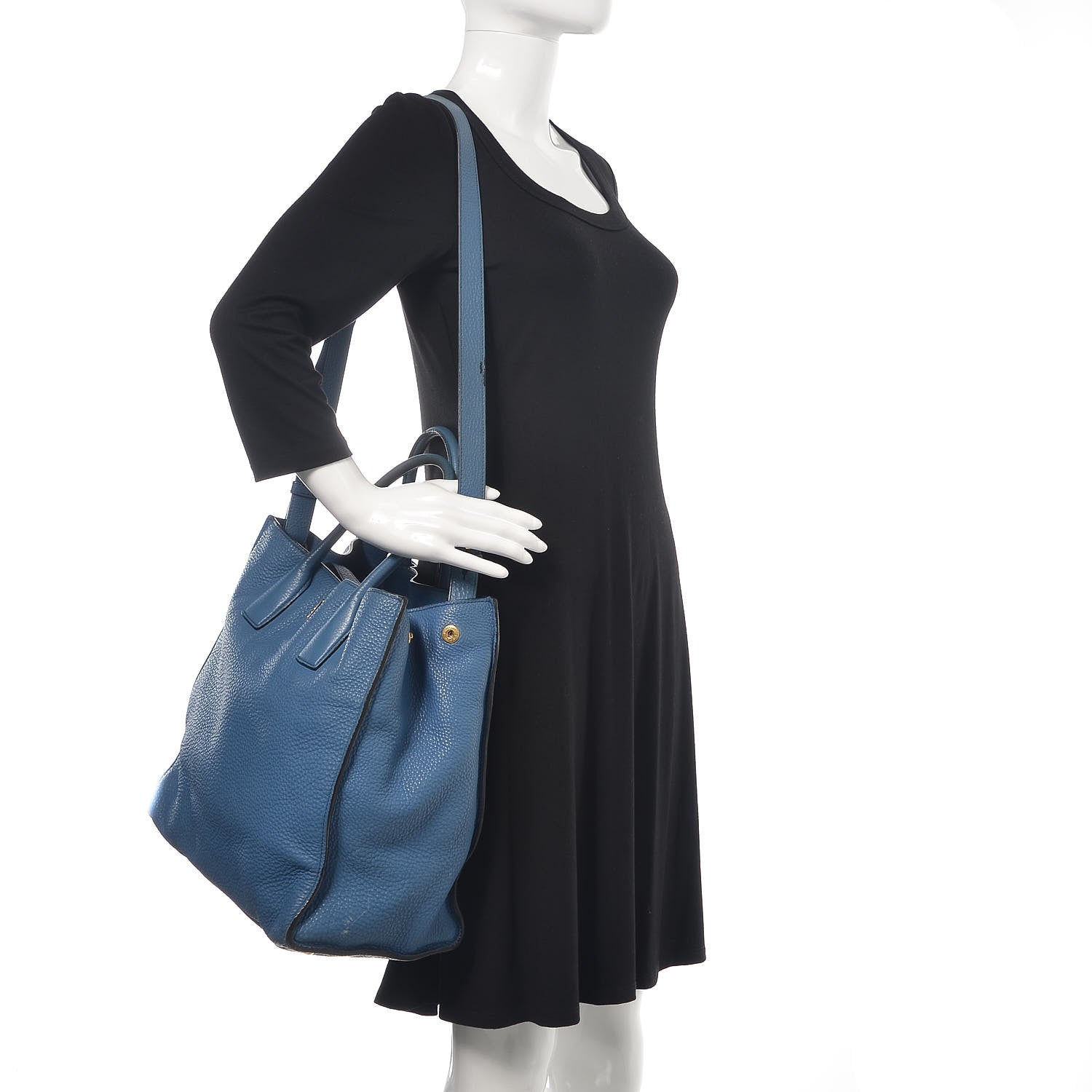 Prada Vitello Daino Tote Cobalto 2 of 23