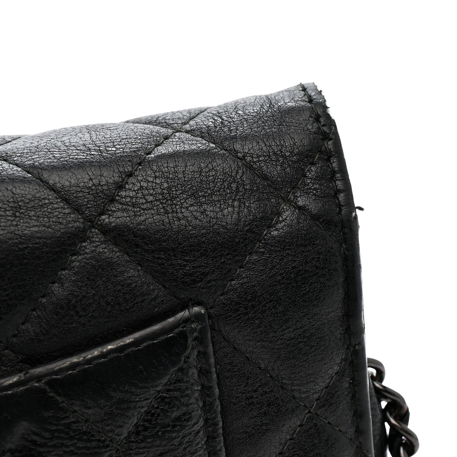 Chanel Crumpled Calfskin Quilted Wallet On Chain WOC So Black 17 of 17
