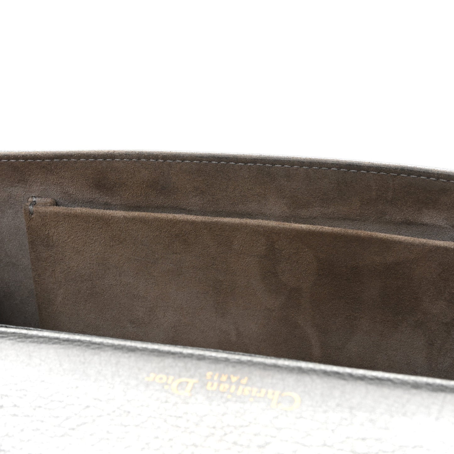 Metallic Grained Calfskin Medium Diorama Flap Bag Steel