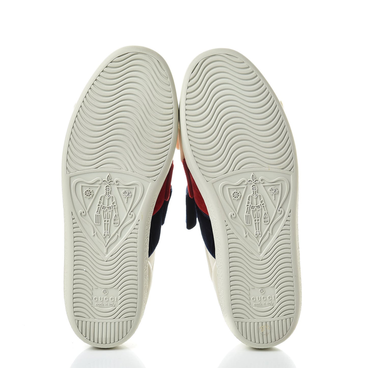 Calfskin Womens Velvet Bow Ace Sneakers 37.5 White