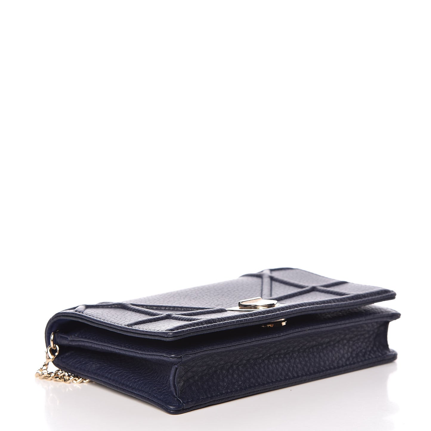 Grained Calfskin Diorama Wallet on Chain Pouch Indigo
