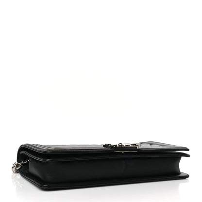 Chanel Calfskin Chevron Quilted Boy Convertible Clutch Flap Black 4 of 9