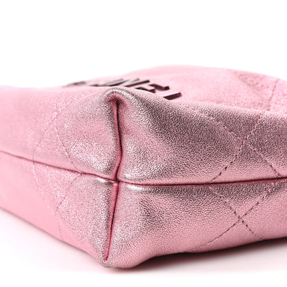 Chanel Metallic Lambskin Lacquered Monochrome Quilted Mini Chanel 22 Pink 9 of 9