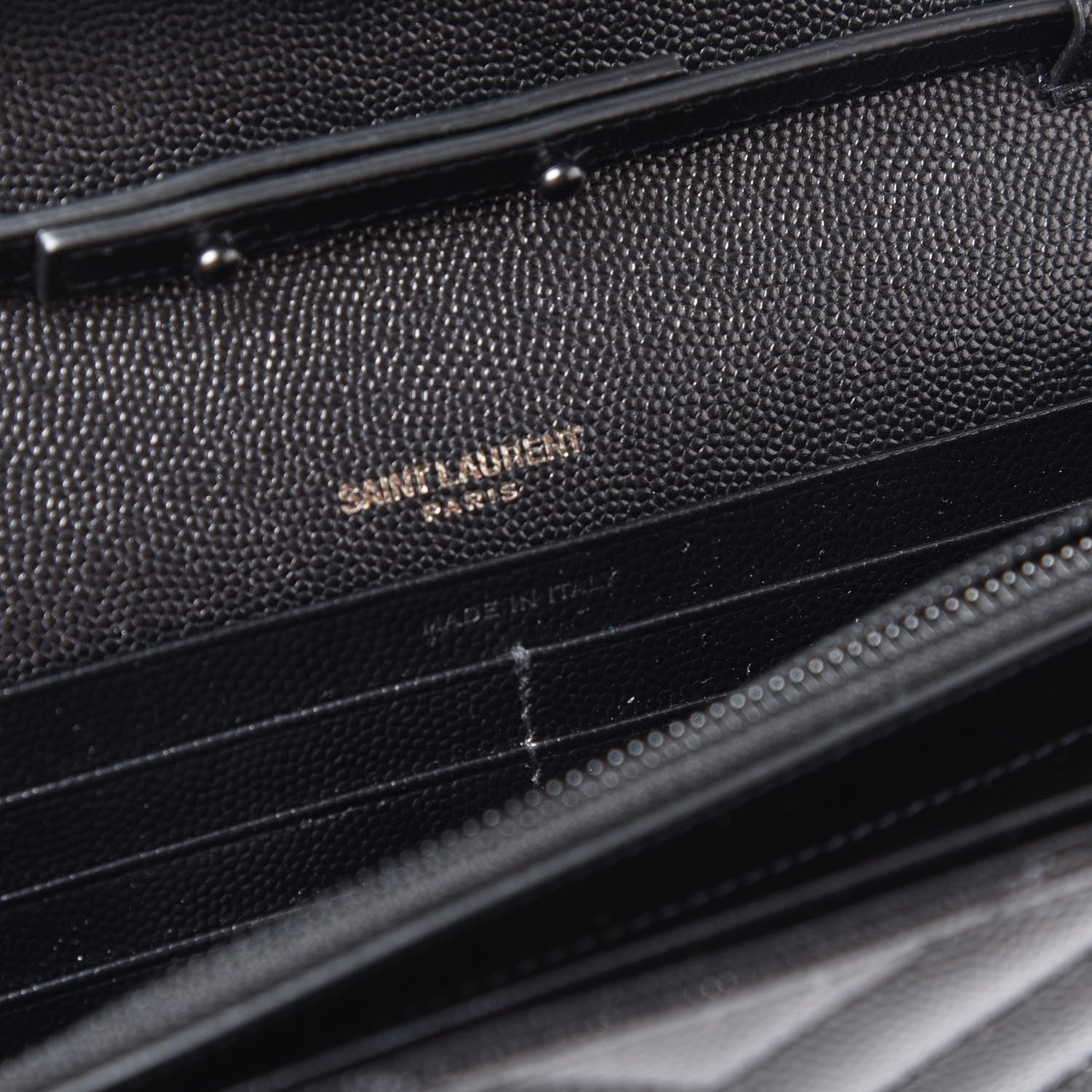 Saint Laurent Grain De Poudre Matelasse Chevron Monogram Chain Wallet Black 7 of 8