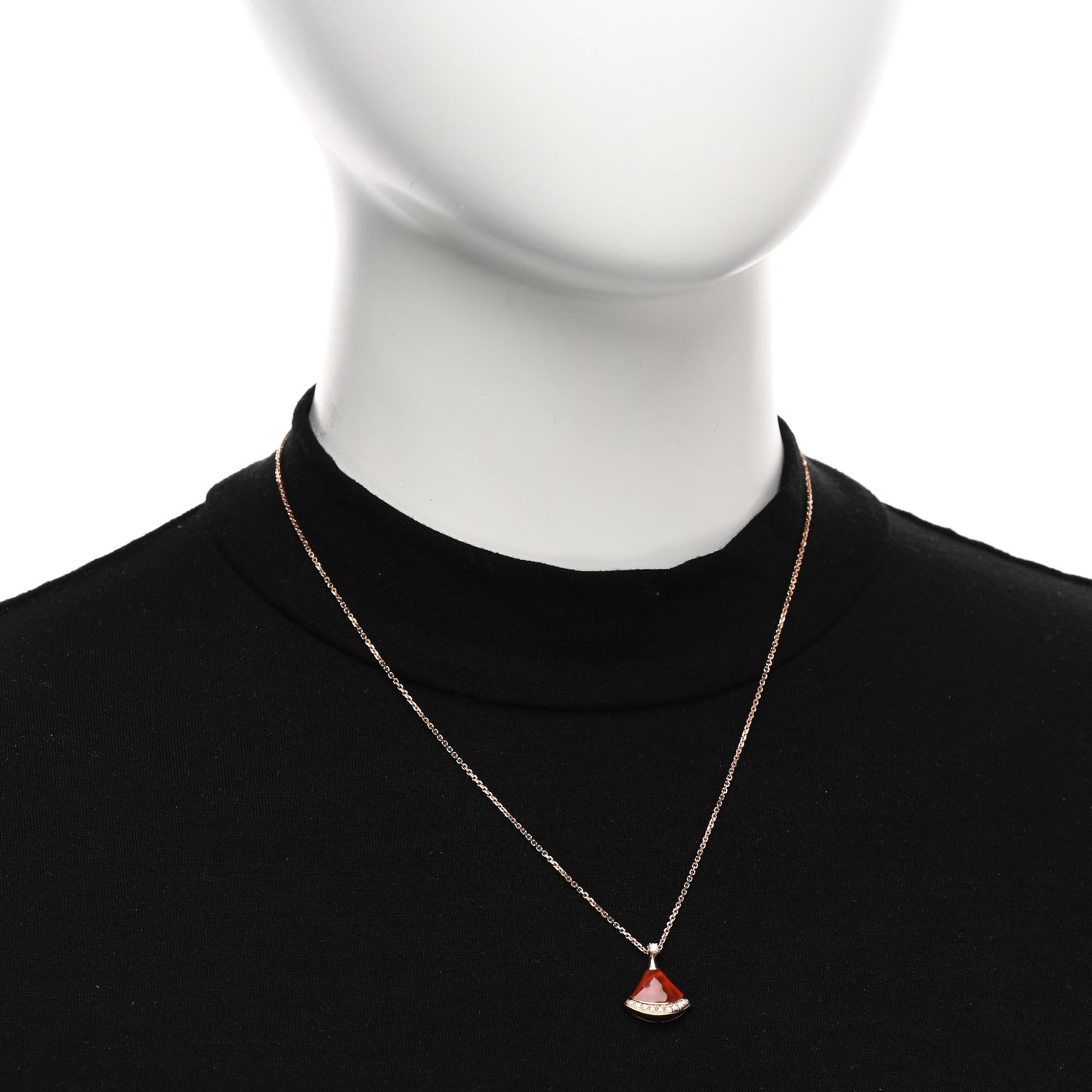 18K Rose Gold Diamond Carnelian Divas' Dream Pave Pendant Necklace