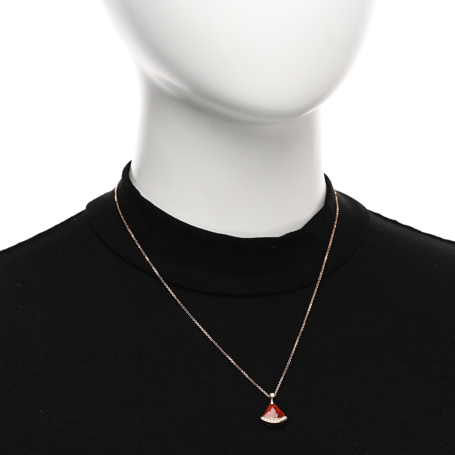 Bulgari 18K Rose Gold Diamond Carnelian Divas' Dream Pave Pendant Necklace 2 of 4