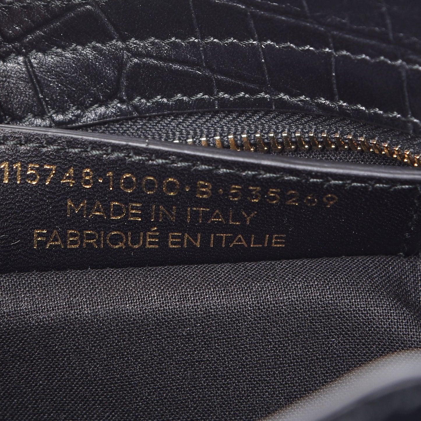 Calfskin Crocodile Embossed Classic Hardware City Black
