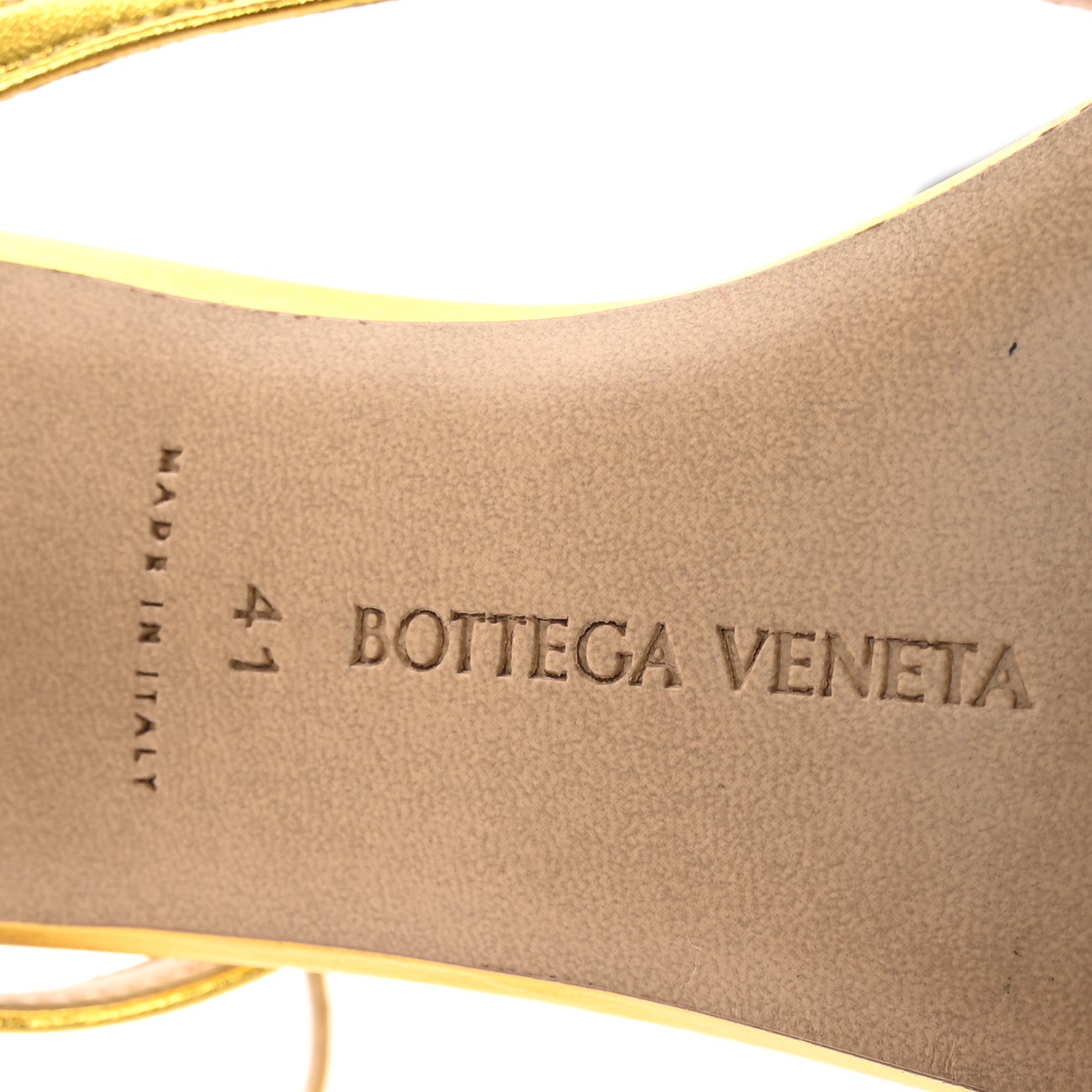 Bottega Veneta Laminated Calfskin Stretch Multi Strap 90mm Sandals 41 Gold 7 of 9
