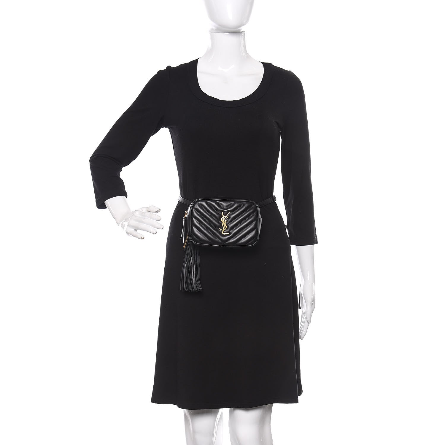 Saint Laurent Calfskin Matelasse Monogram Lou Belt Bag Black 2 of 9