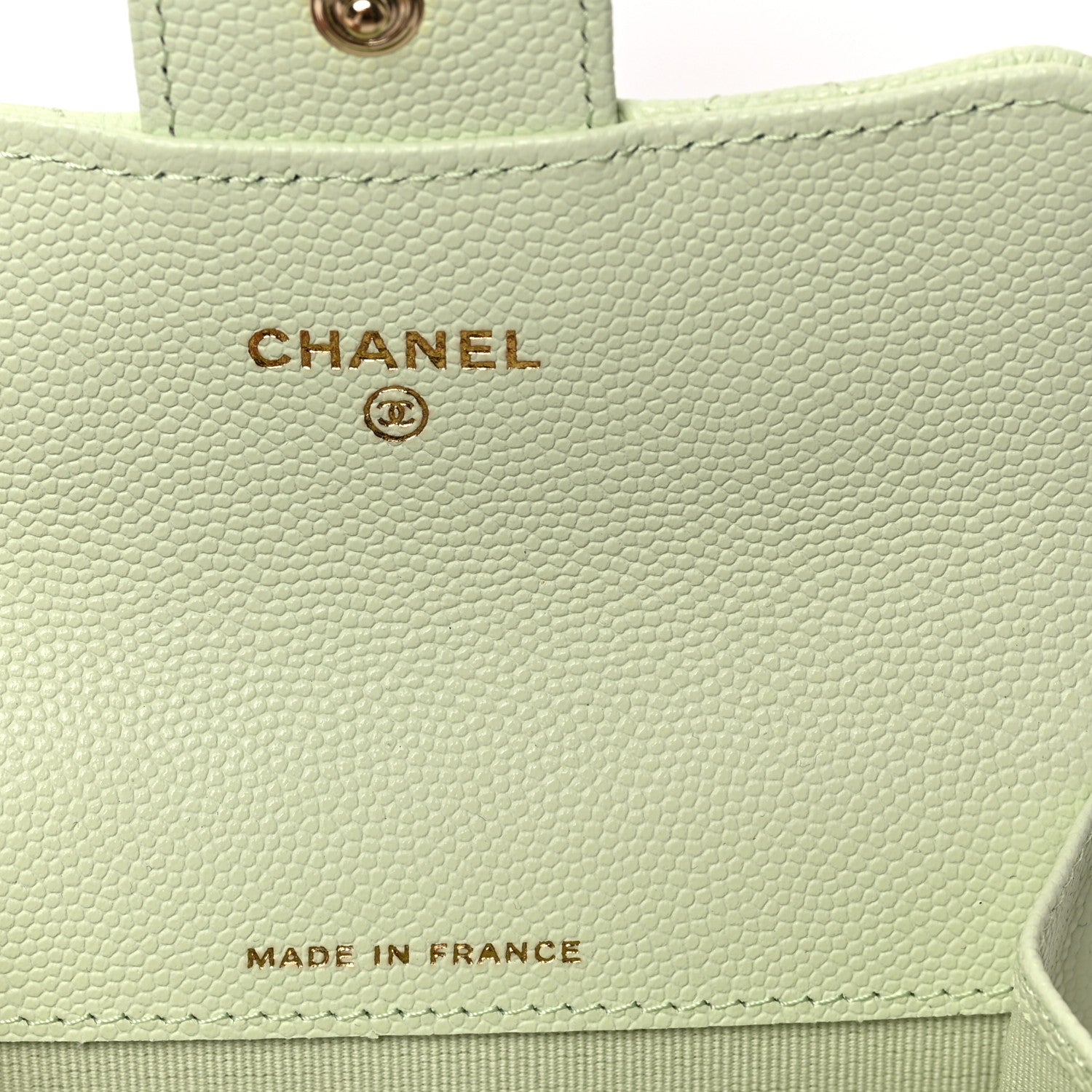 Chanel Caviar Quilted Flap Card Holder Wallet Light Green 6 of 10